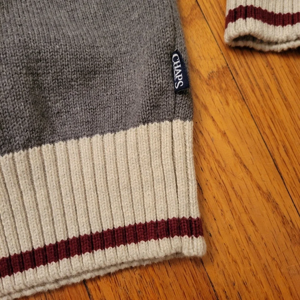 Chaps Gray Fair Isle Snowflake Winter Sweater M‎ Cozy Pullover Knit Gift Holiday